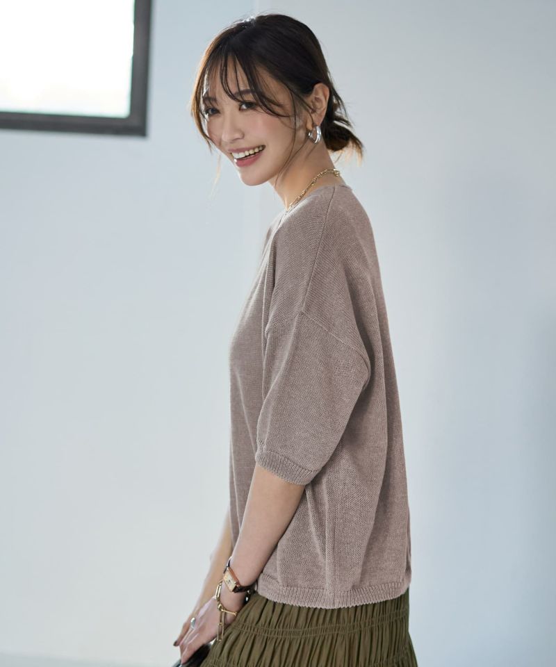 ビアズリー Vネック リネン混コンビネゾン ビアズリー Vネック リネン混コンビネゾン