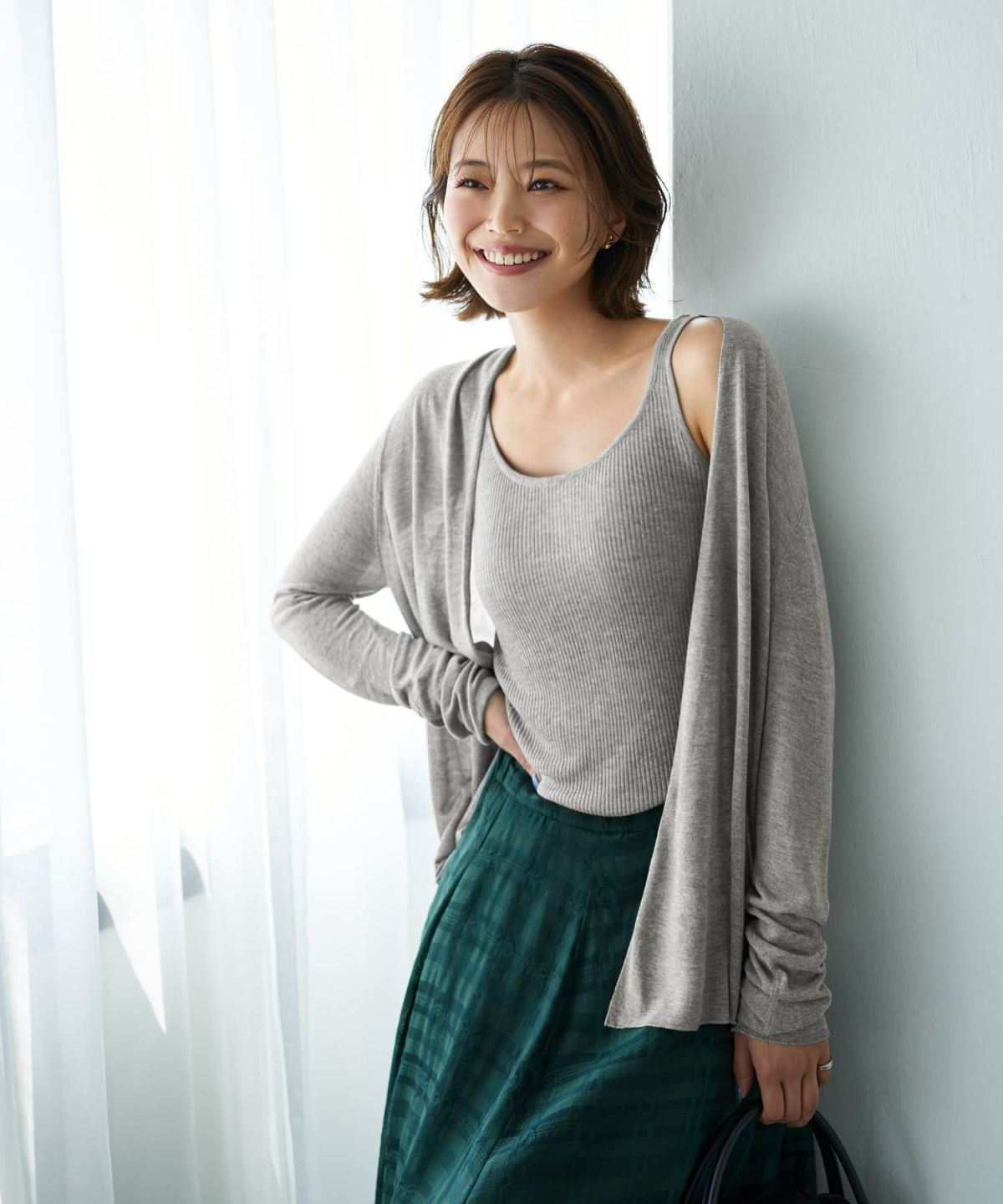 着用イメージ 167cm ライトグレー