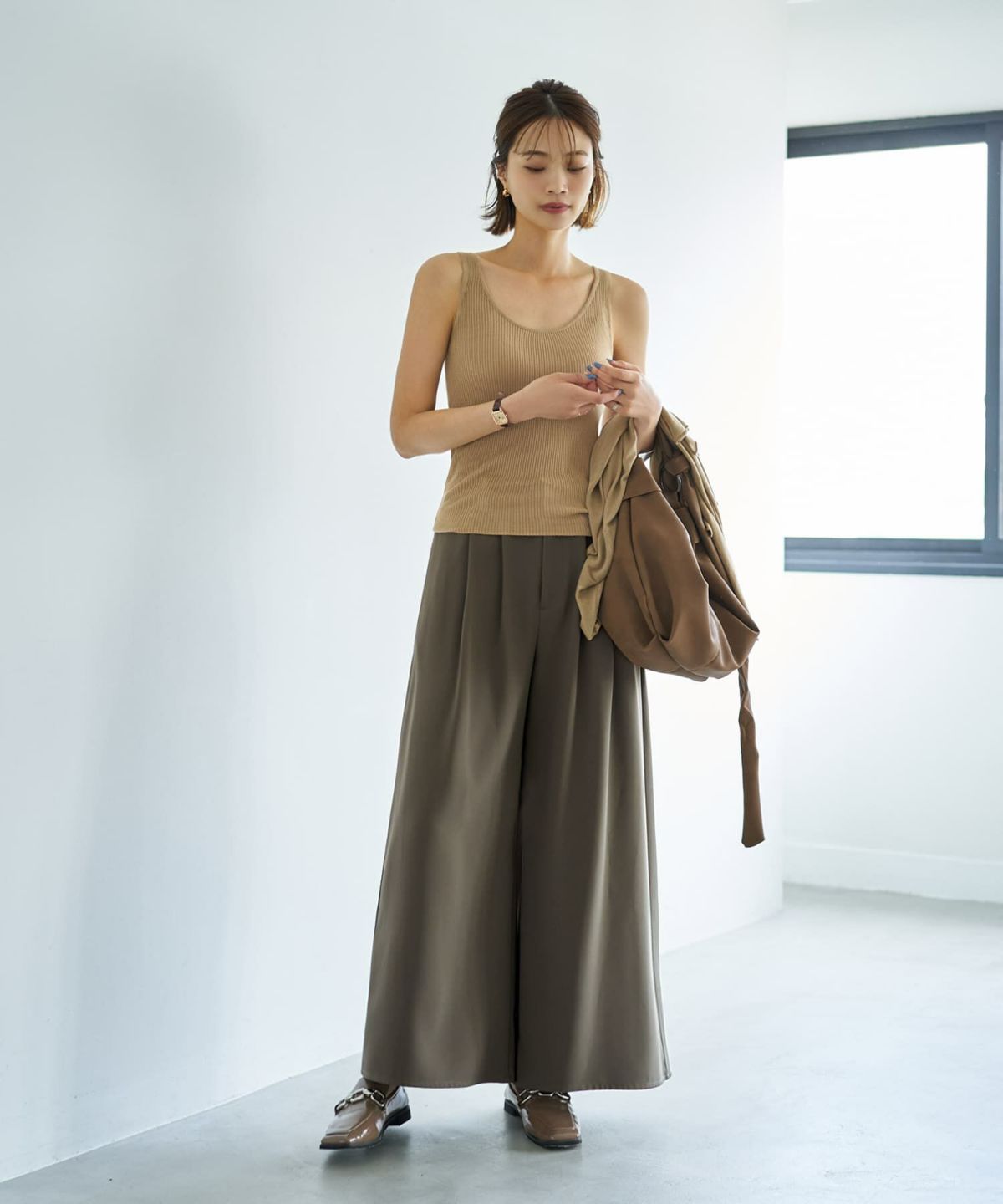 着用イメージ 167cm ベージュ