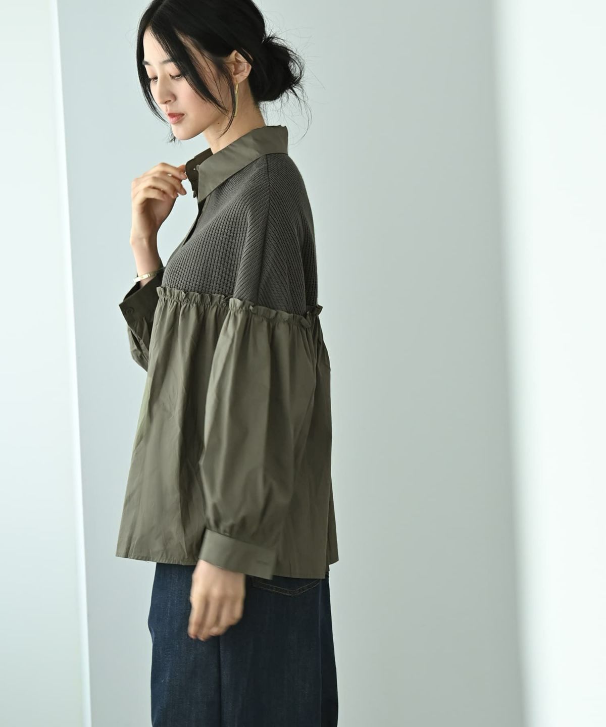 着用イメージ 170cm カーキ