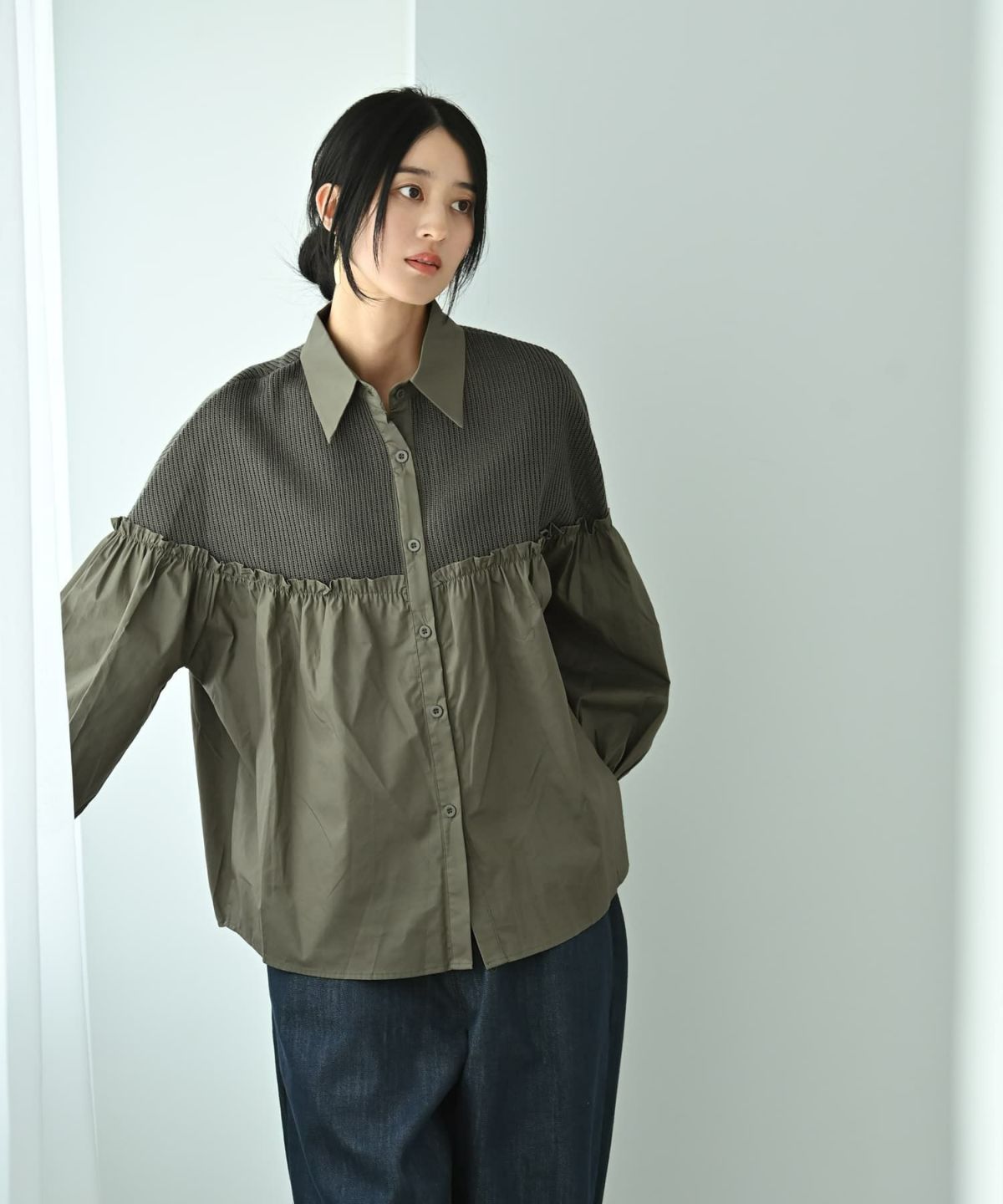 着用イメージ 170cm カーキ