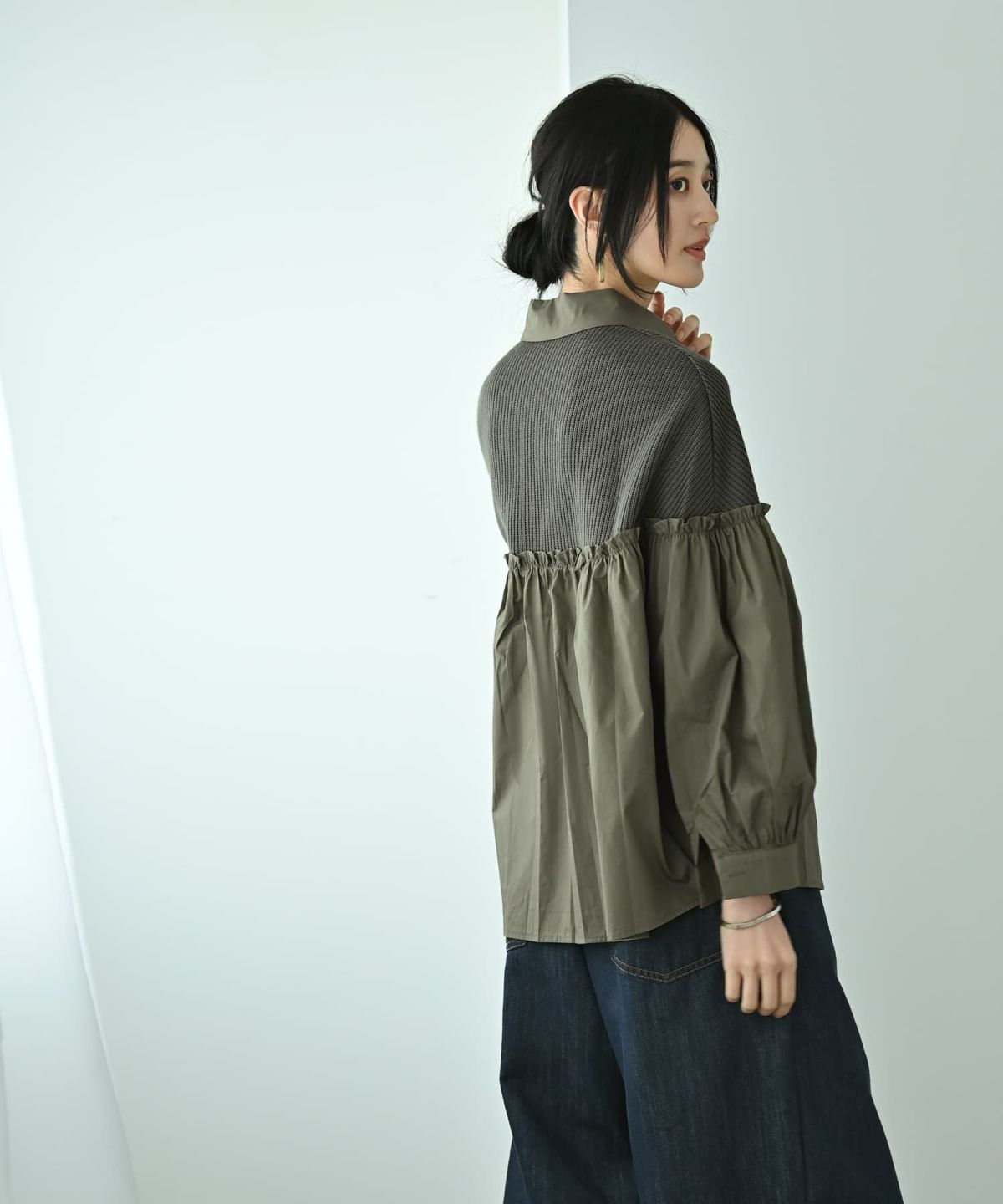 着用イメージ 170cm カーキ