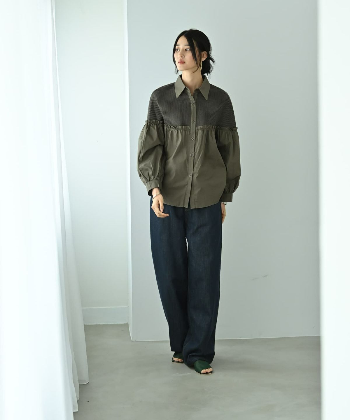 着用イメージ 170cm カーキ