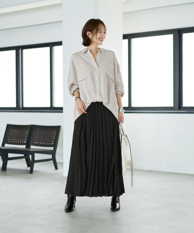 なめらか全周ゴムウエスト】ジョーゼットプリーツスカート