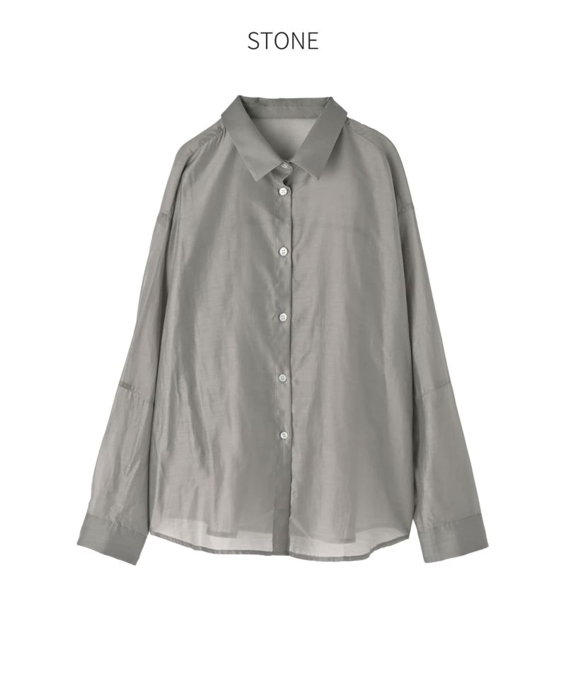 袖ハギ微光沢シアーシャツ | おしゃれな大人レディースファッション