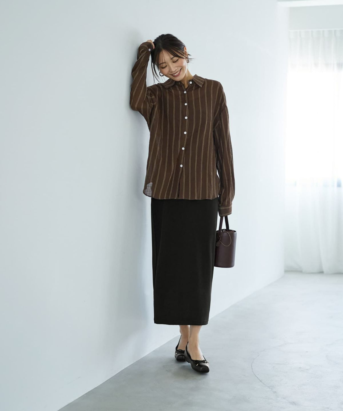 着用イメージ 166cm ブラウン