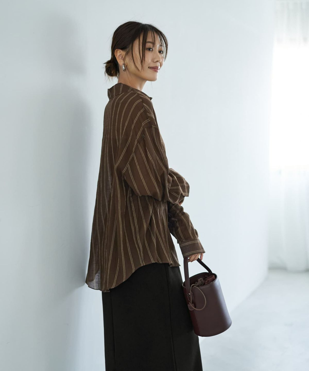 着用イメージ 166cm ブラウン