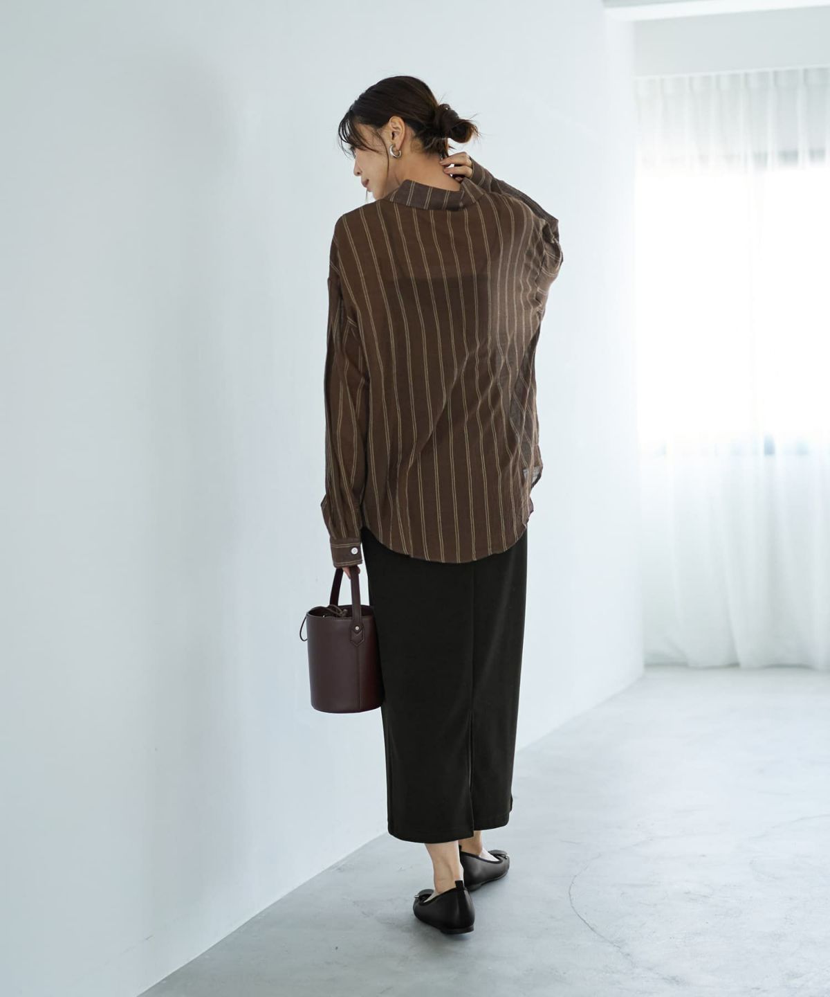 着用イメージ 166cm ブラウン