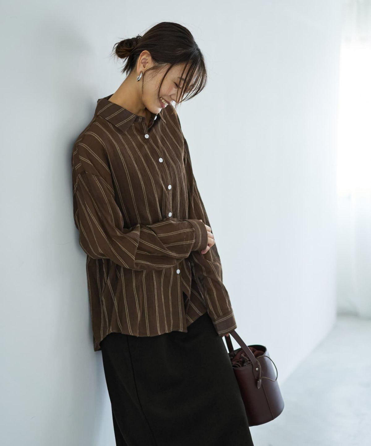 着用イメージ 166cm ブラウン