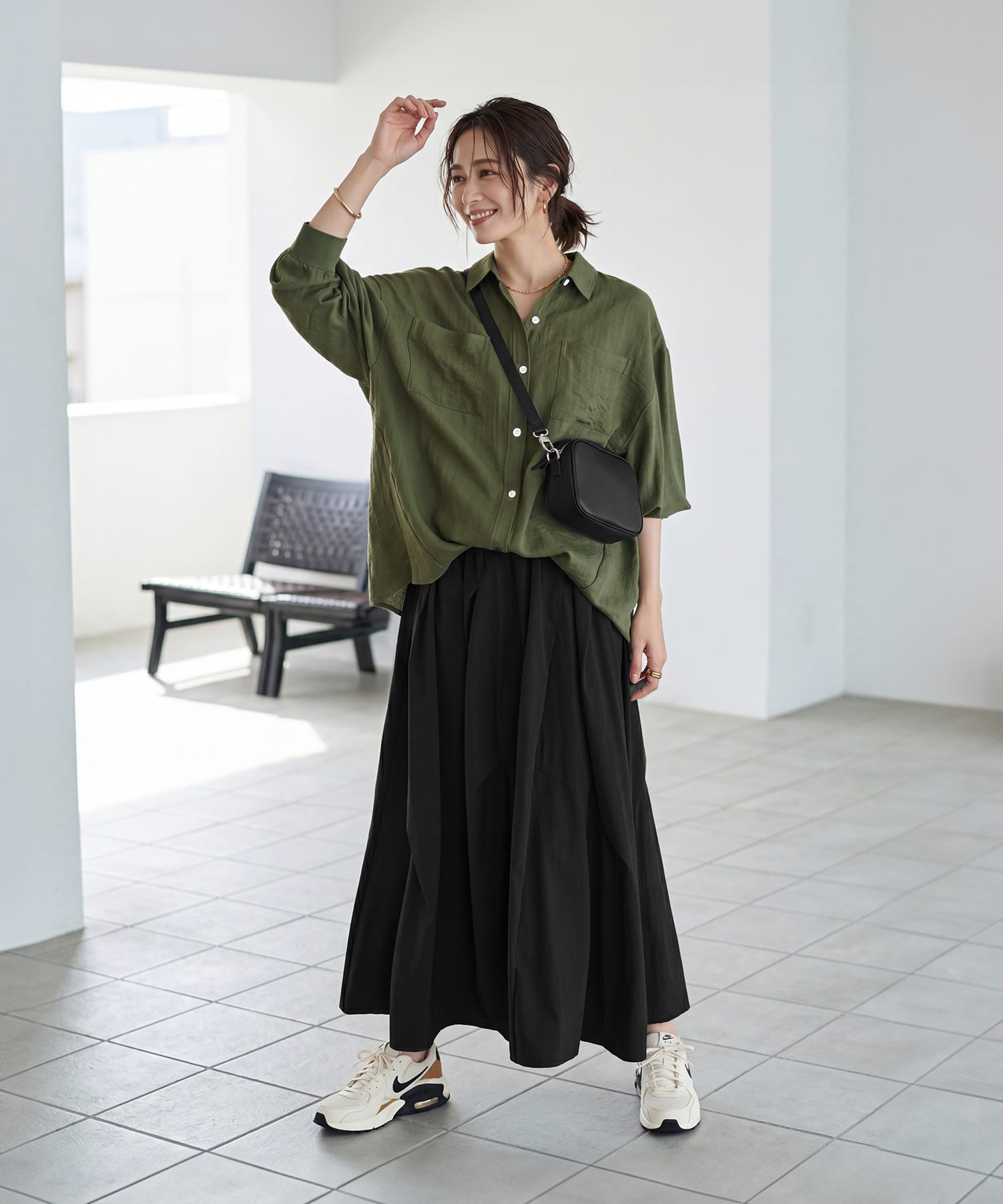 着用イメージ 166cm バジルグリーン