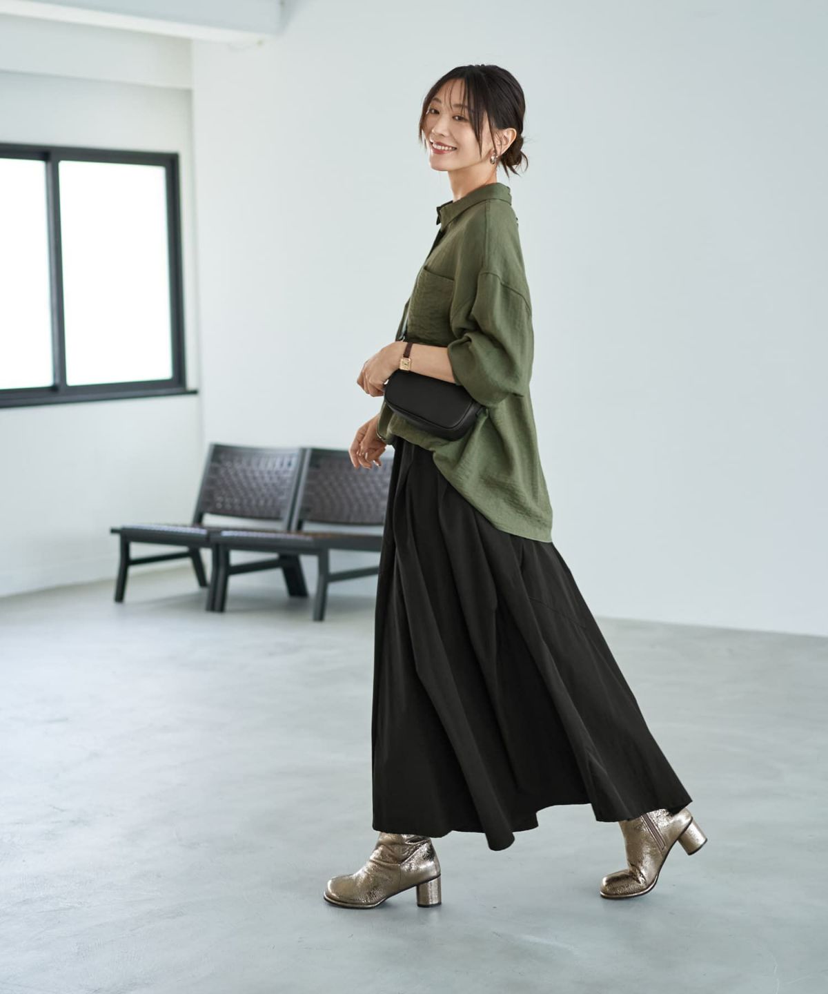 着用イメージ 166cm バジルグリーン