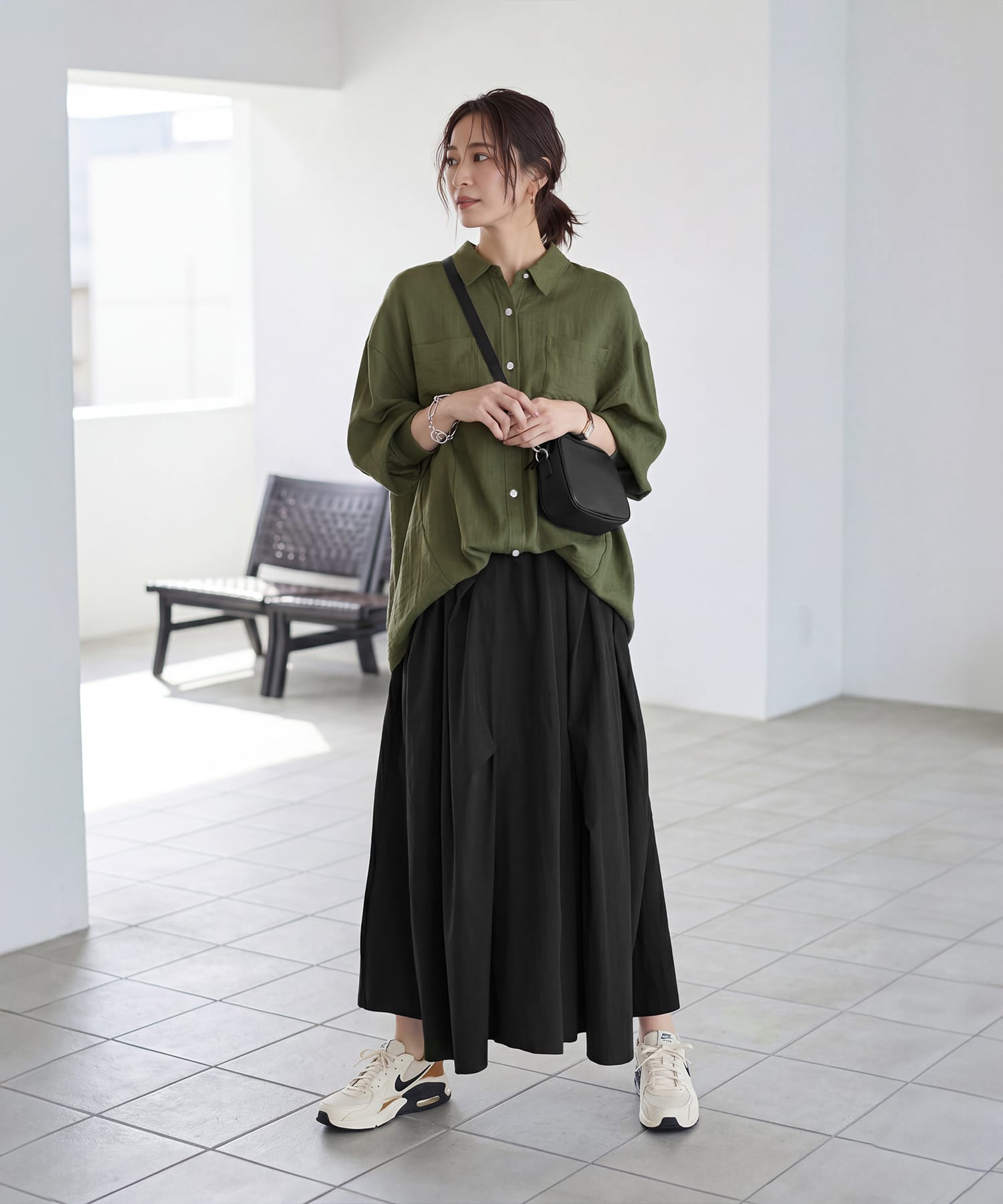 着用イメージ 166cm バジルグリーン