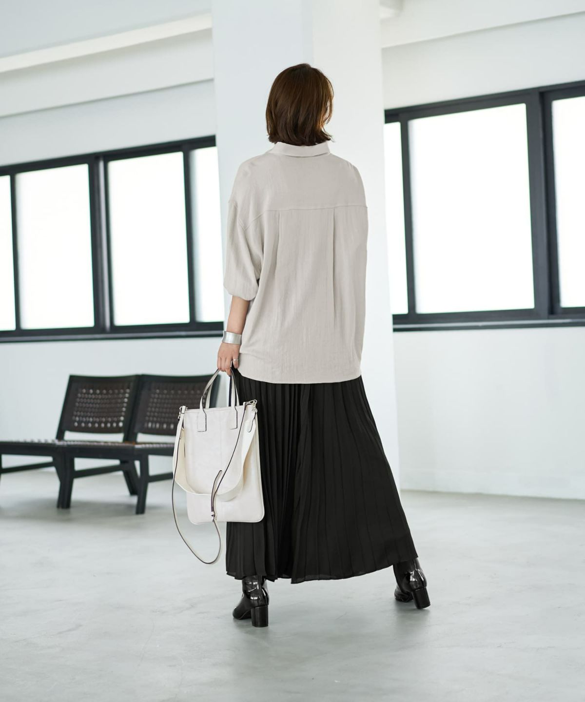 着用イメージ 167cm グレージュ