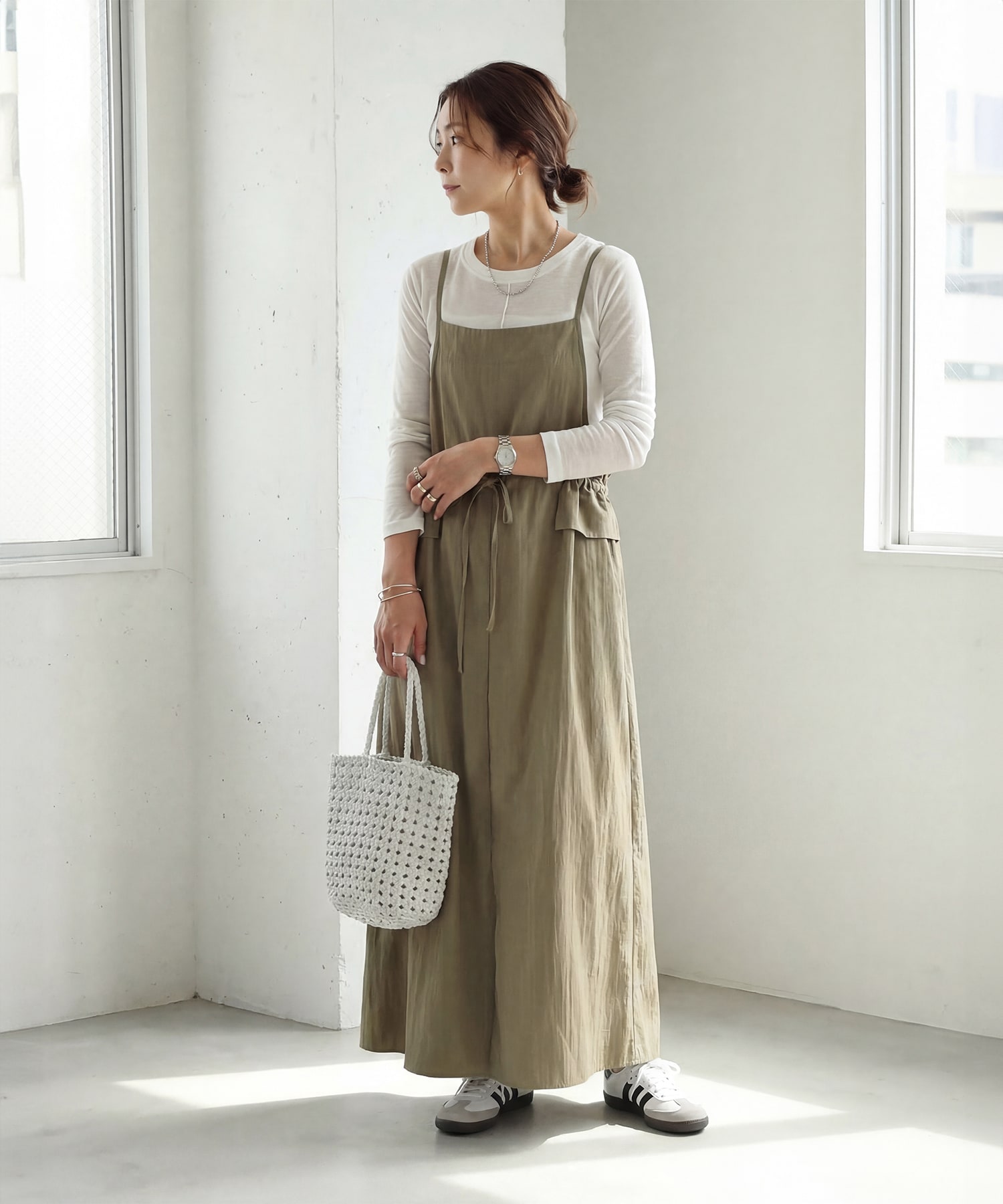 着用イメージ 166cm オリーブベージュ