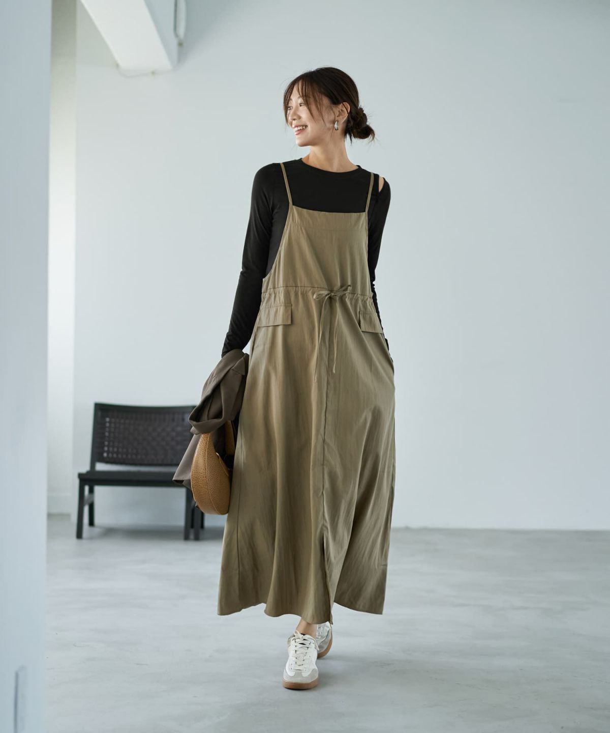 着用イメージ 166cm オリーブベージュ