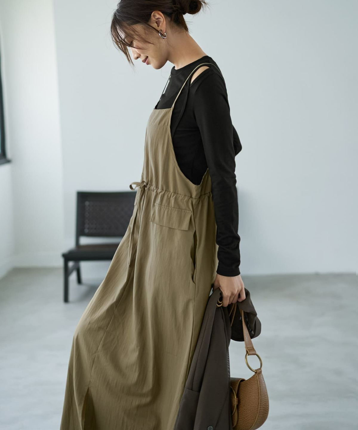 着用イメージ 166cm オリーブベージュ