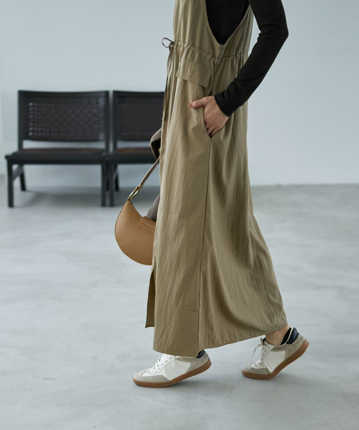 着用イメージ 166cm オリーブベージュ