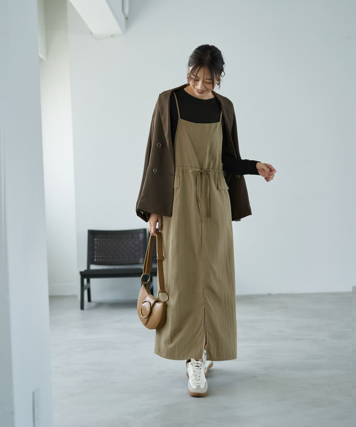 着用イメージ 166cm オリーブベージュ