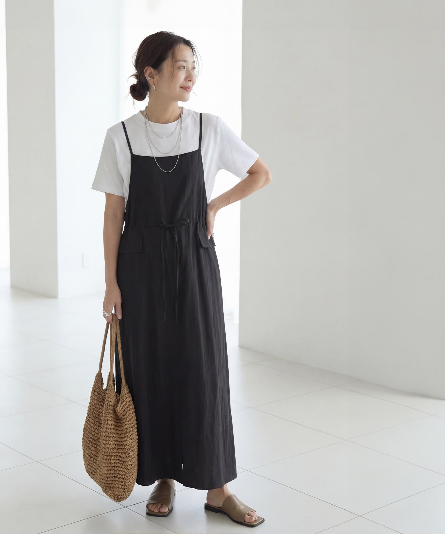 着用イメージ 166cm オリーブベージュ