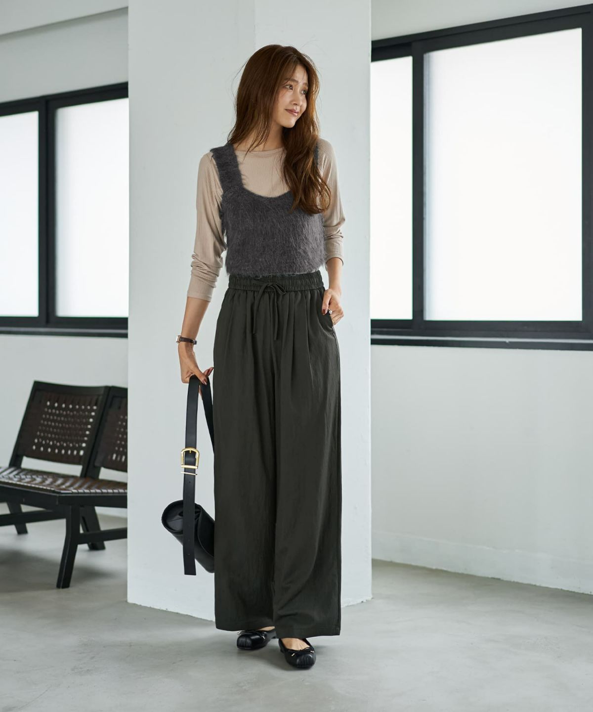 着用イメージ 166cm ダークカーキ