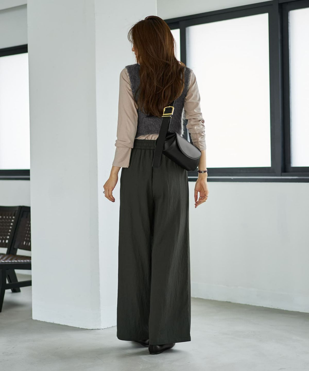 着用イメージ 166cm ダークカーキ