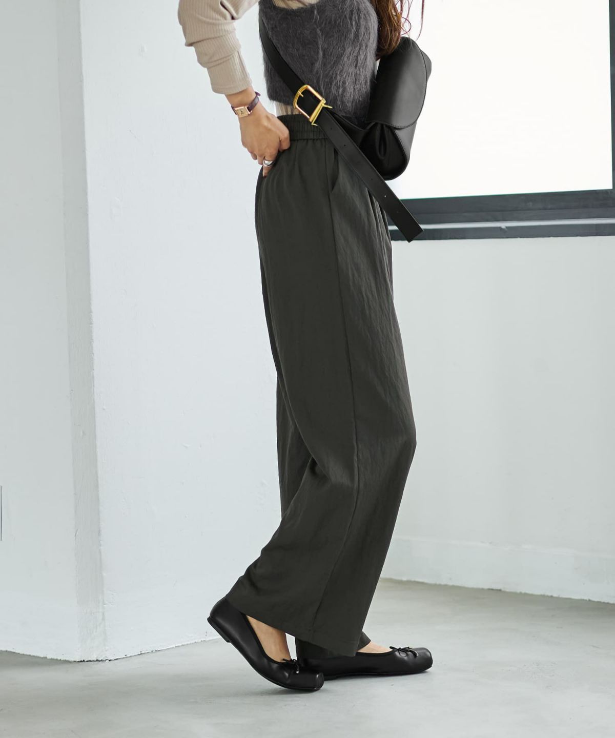 着用イメージ 166cm ダークカーキ