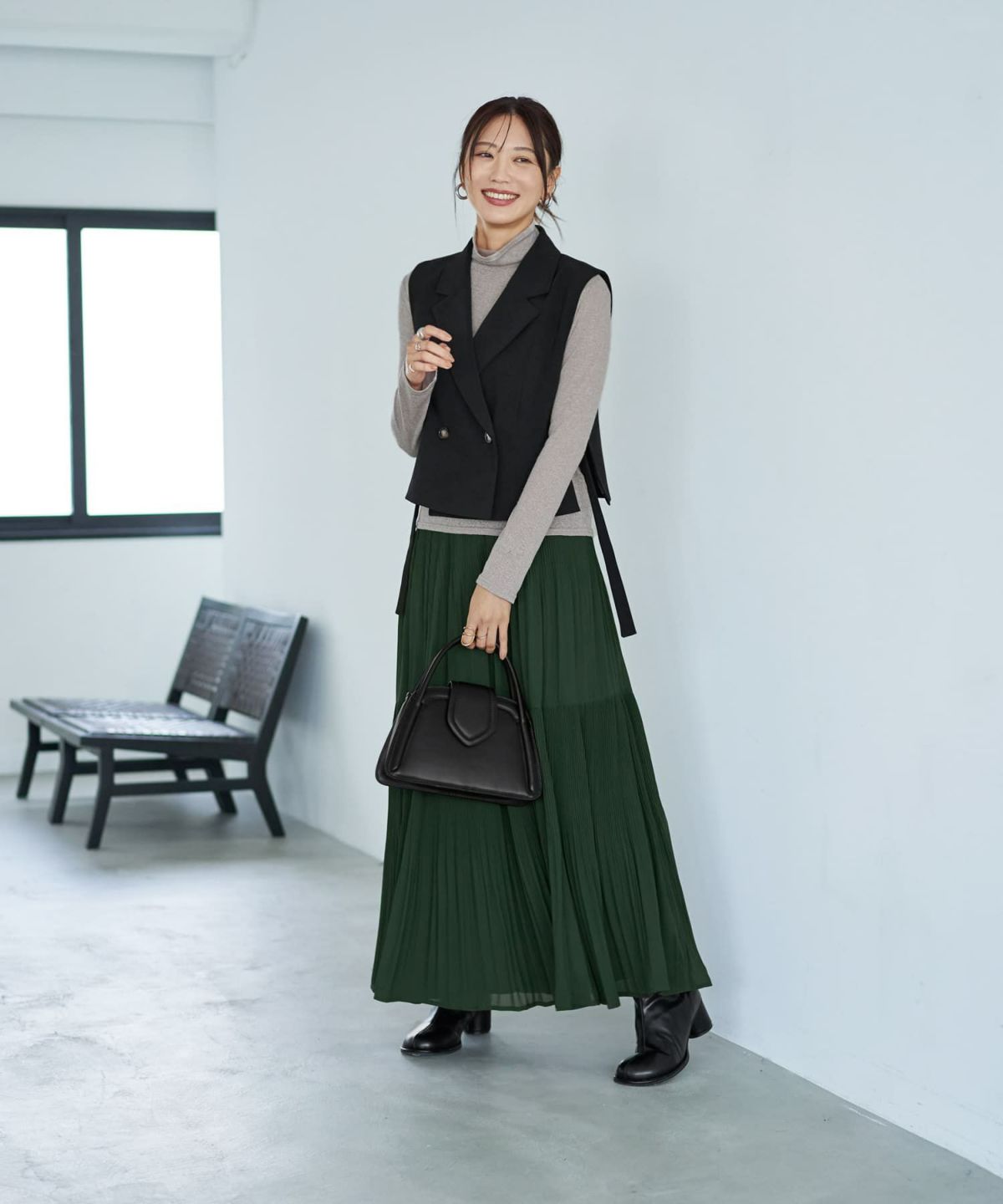 着用イメージ 166cm ダークグリーン 02サイズ