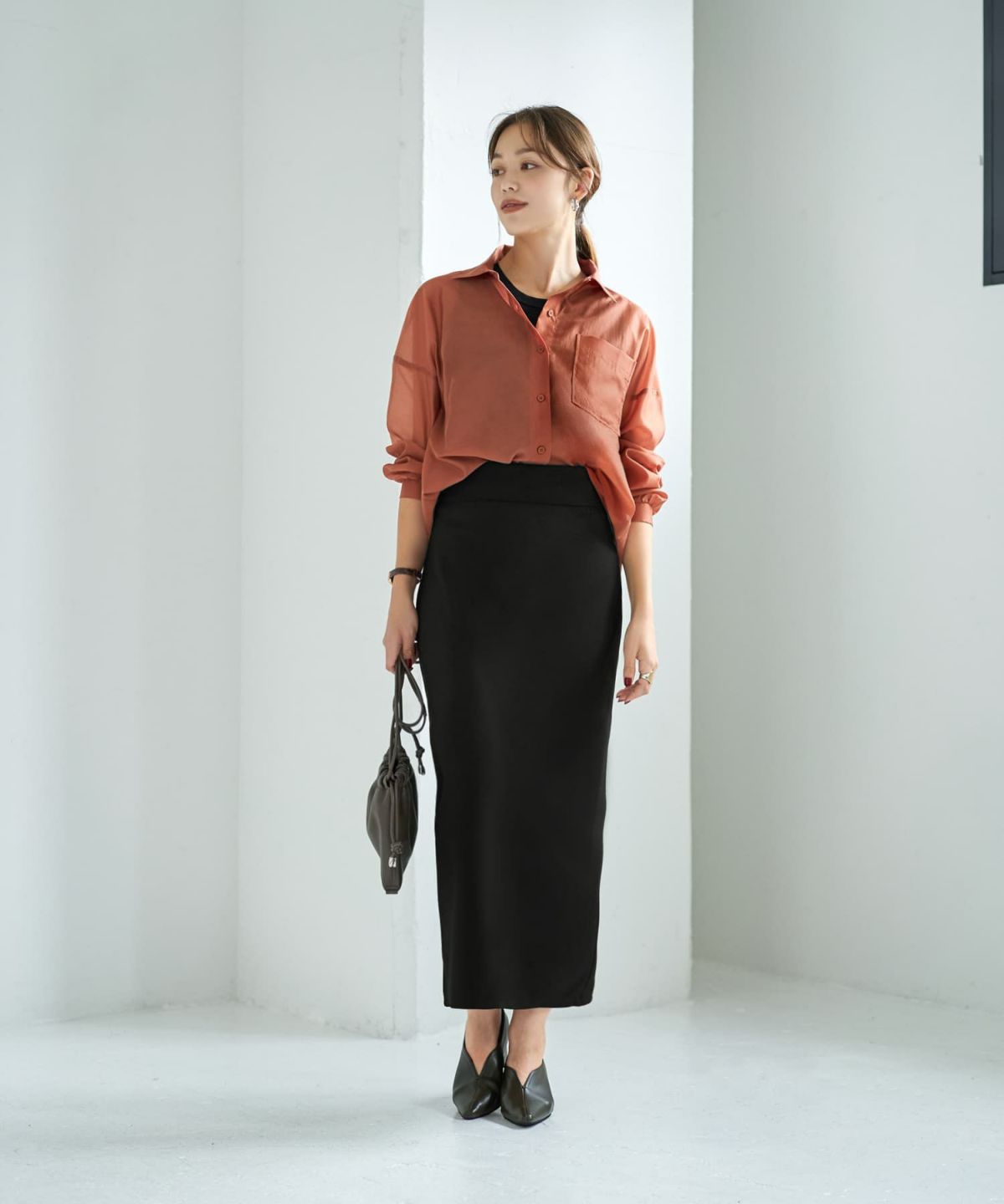 着用イメージ 167cm オレンジブラウン