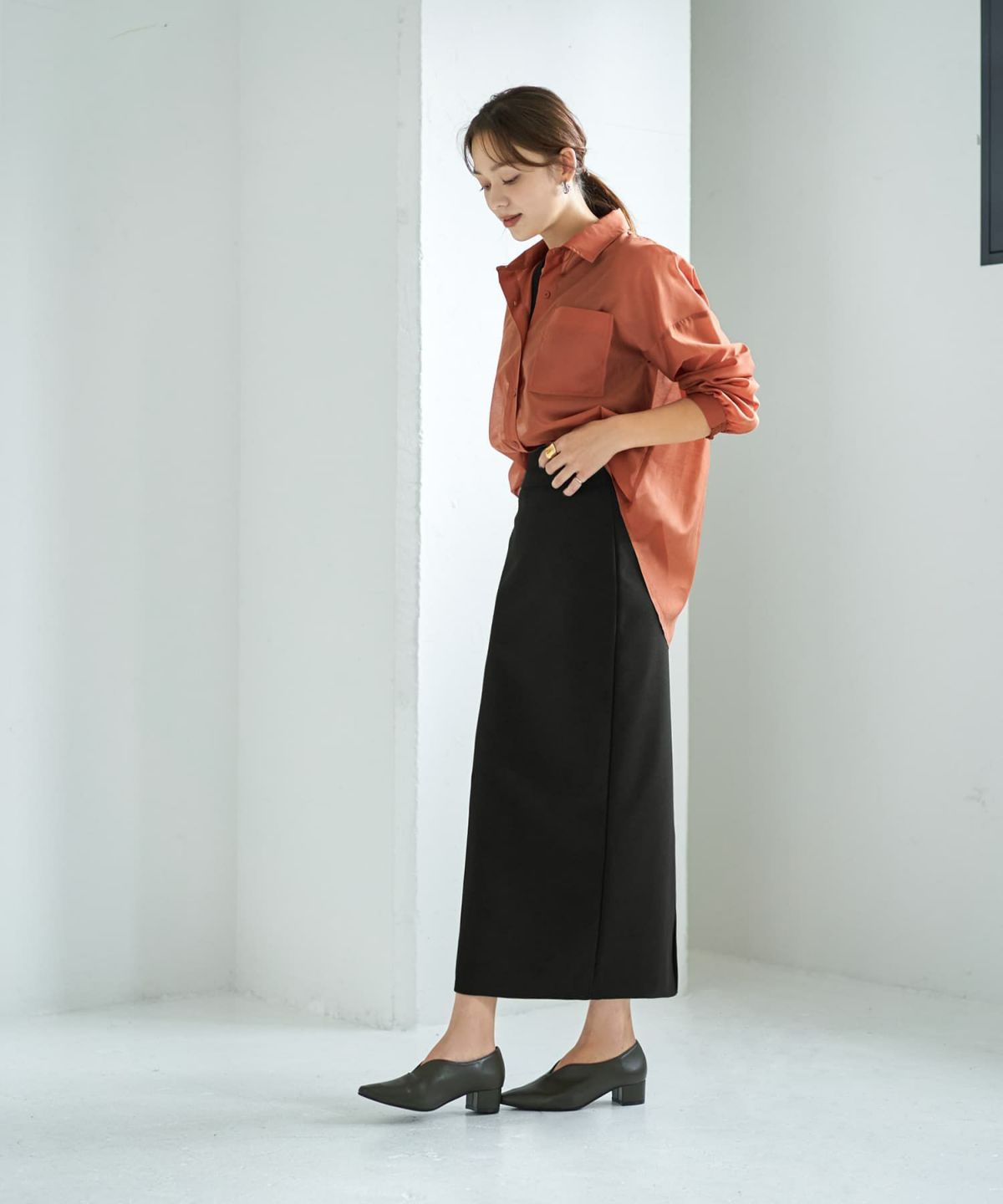 着用イメージ 167cm オレンジブラウン