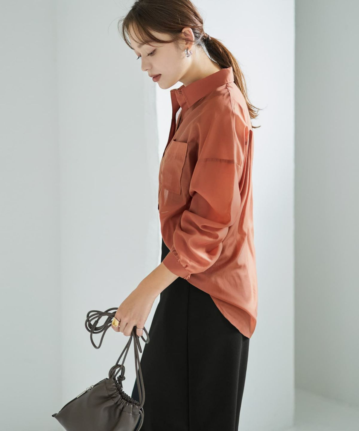 着用イメージ 167cm オレンジブラウン