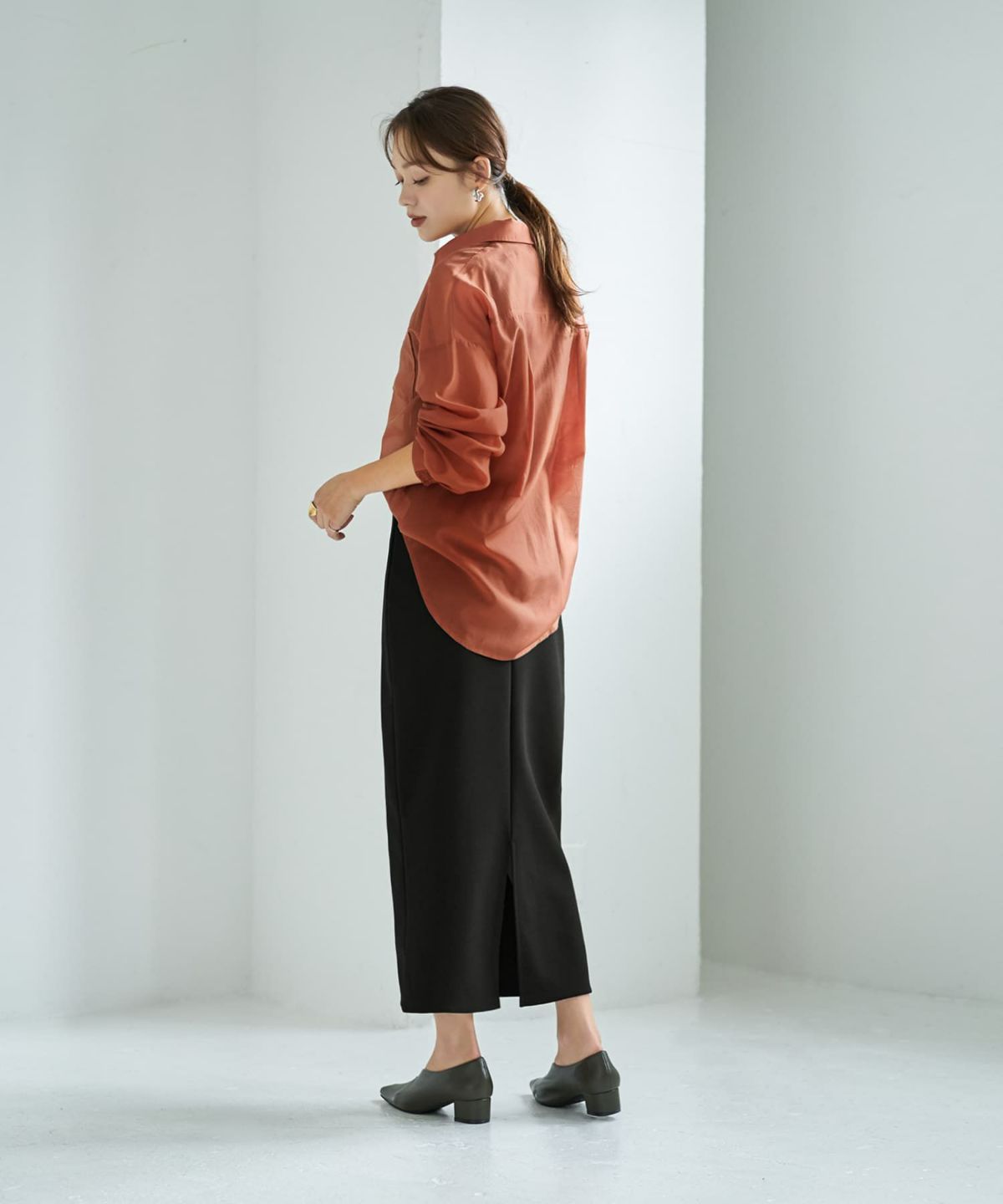 着用イメージ 167cm オレンジブラウン