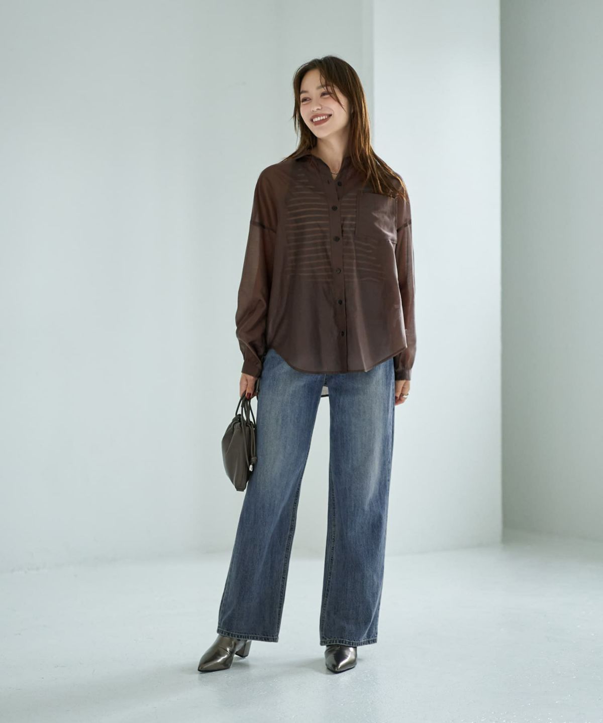 着用イメージ 167cm セピアブラウン