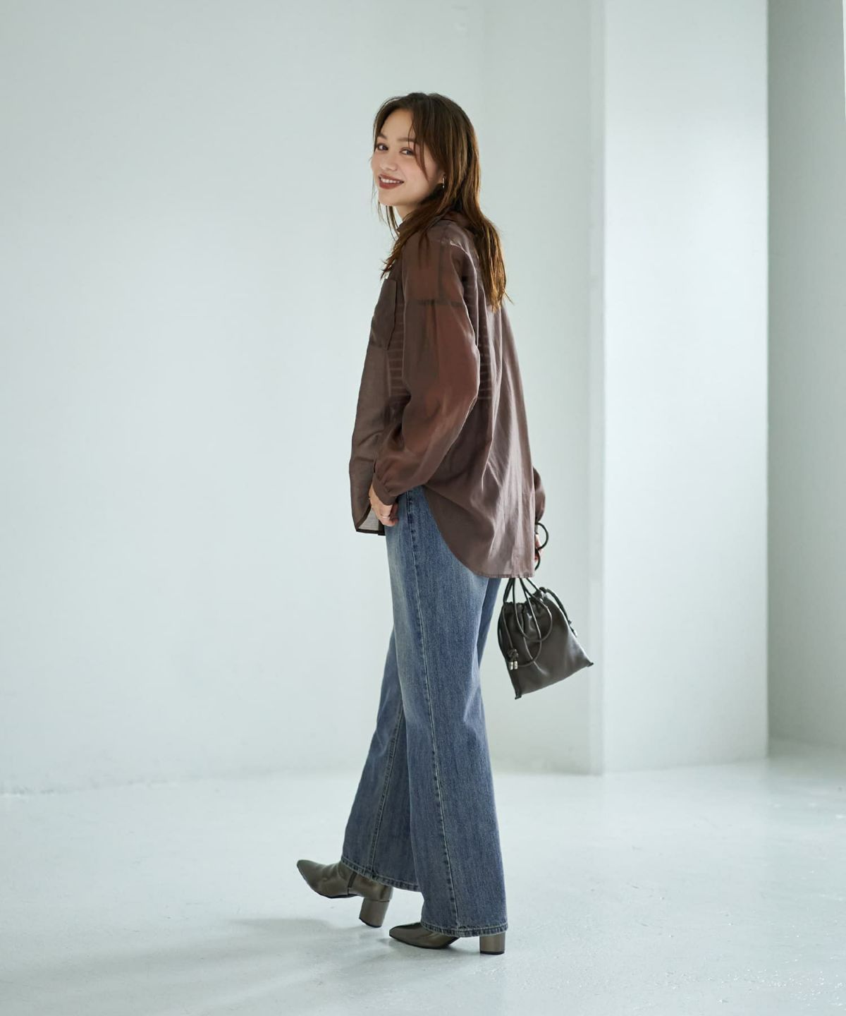 着用イメージ 167cm セピアブラウン