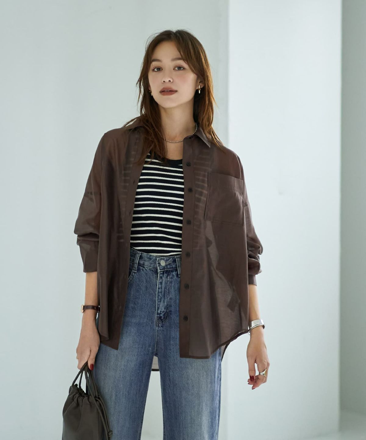 着用イメージ 167cm セピアブラウン