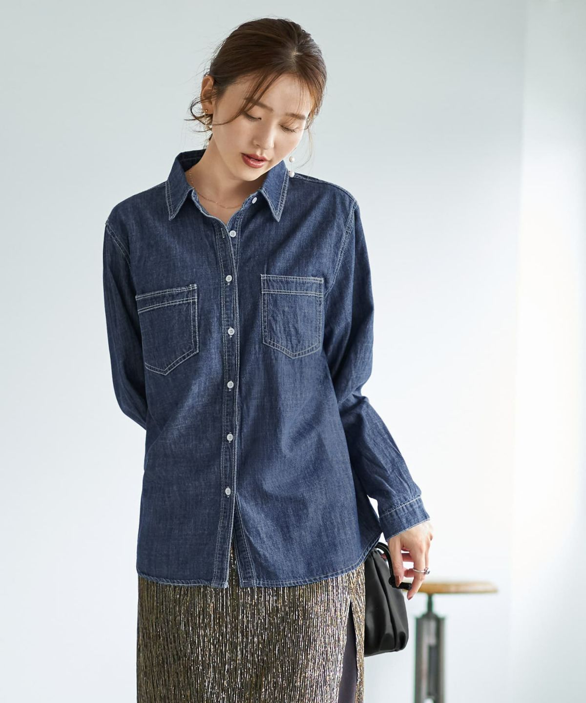 着用イメージ 166cm ダークブルー