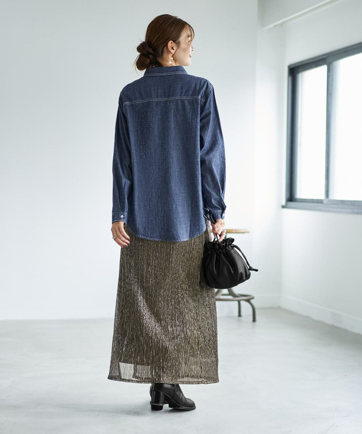 着用イメージ 166cm ダークブルー
