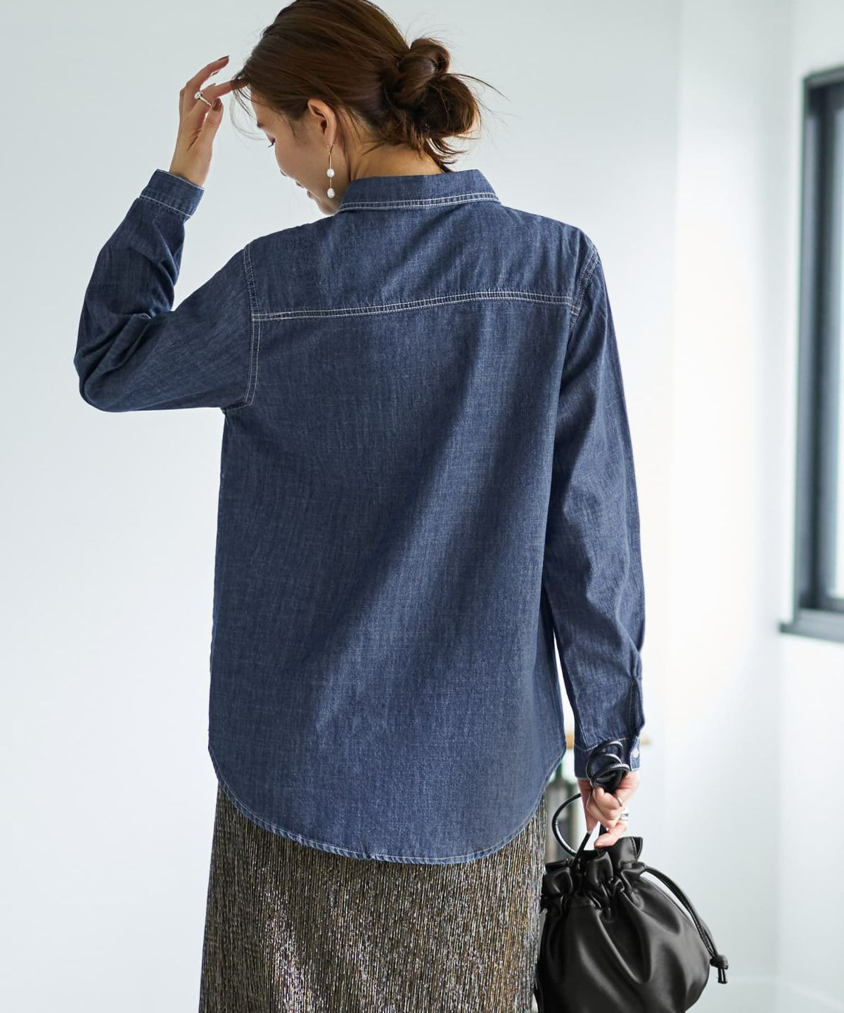 着用イメージ 166cm ダークブルー