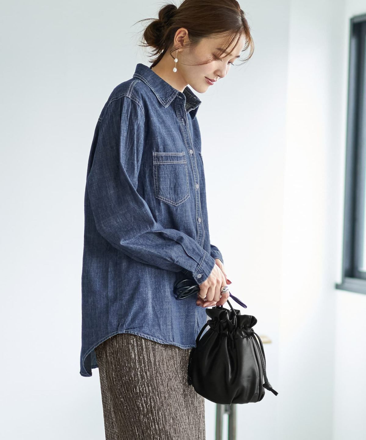 着用イメージ 166cm ダークブルー