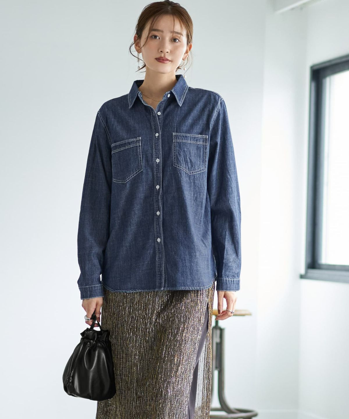 着用イメージ 166cm ダークブルー