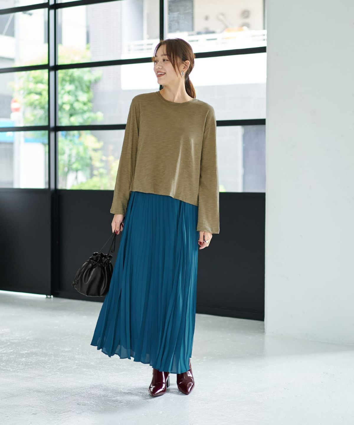 着用イメージ 167cm カーキ 