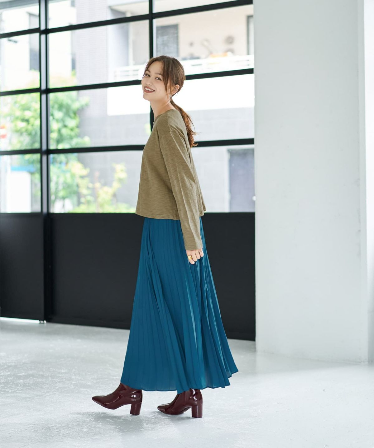 着用イメージ 167cm カーキ 