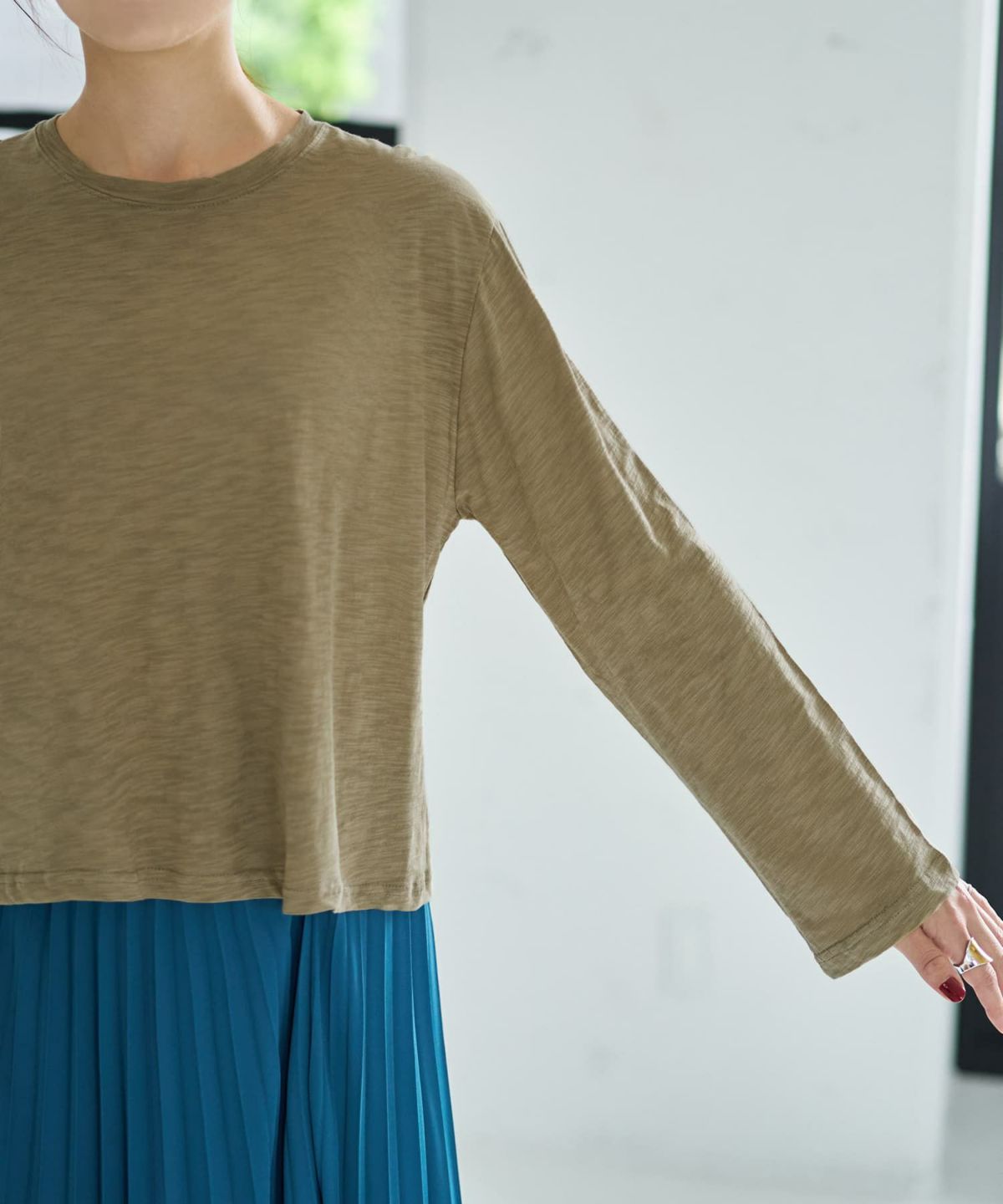 着用イメージ 167cm カーキ 