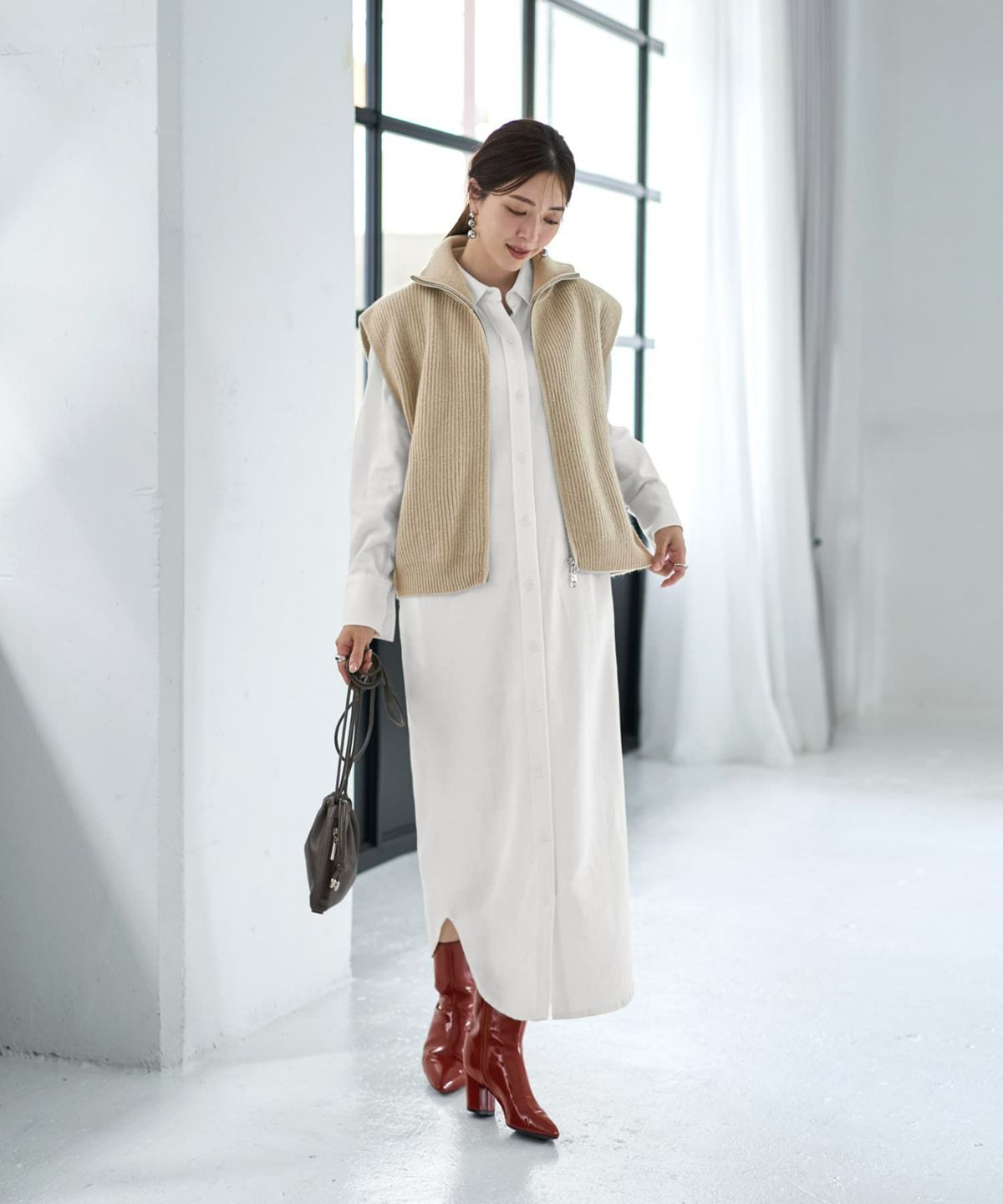 着用イメージ 166cm ライトベージュ