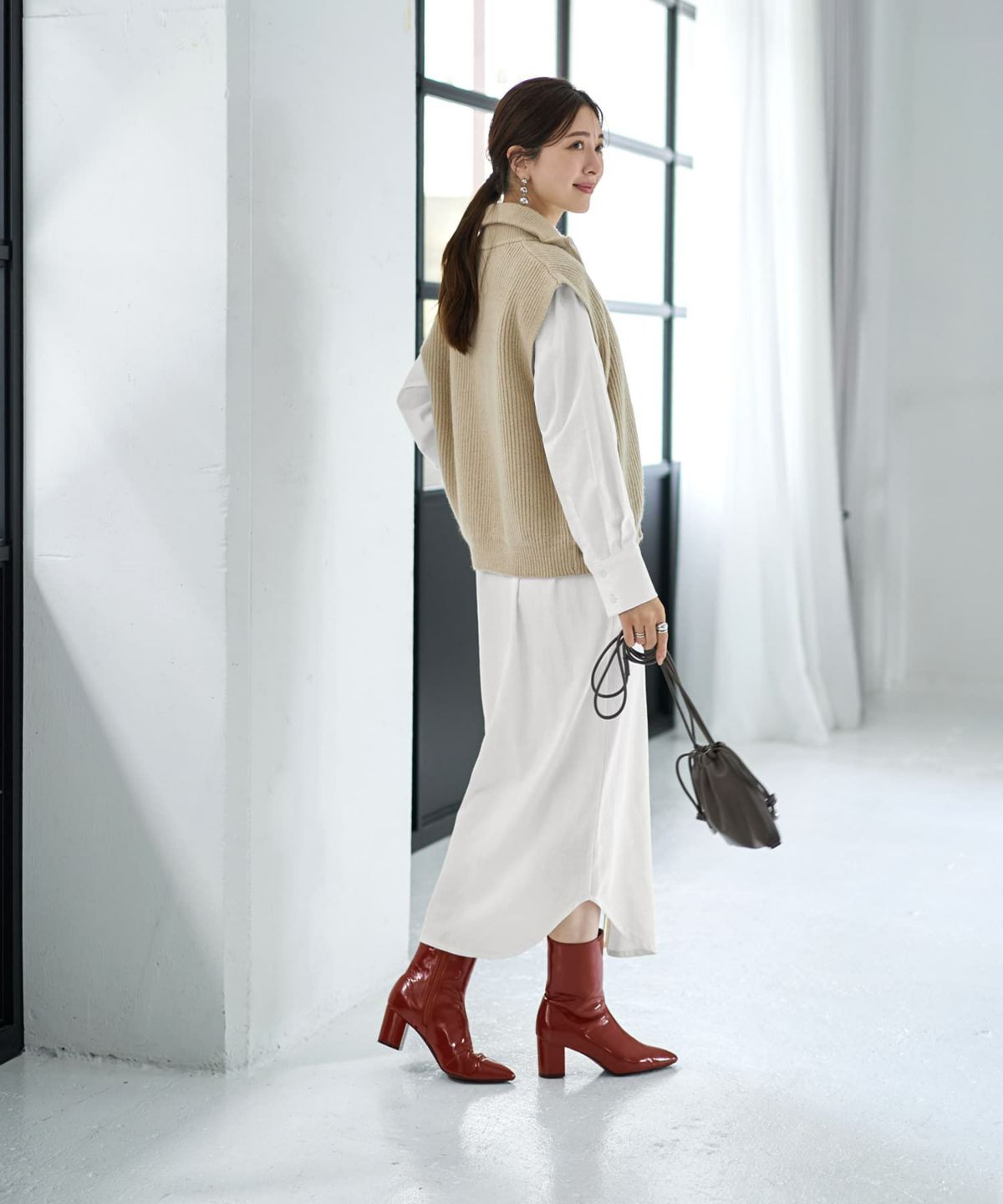 着用イメージ 166cm ライトベージュ