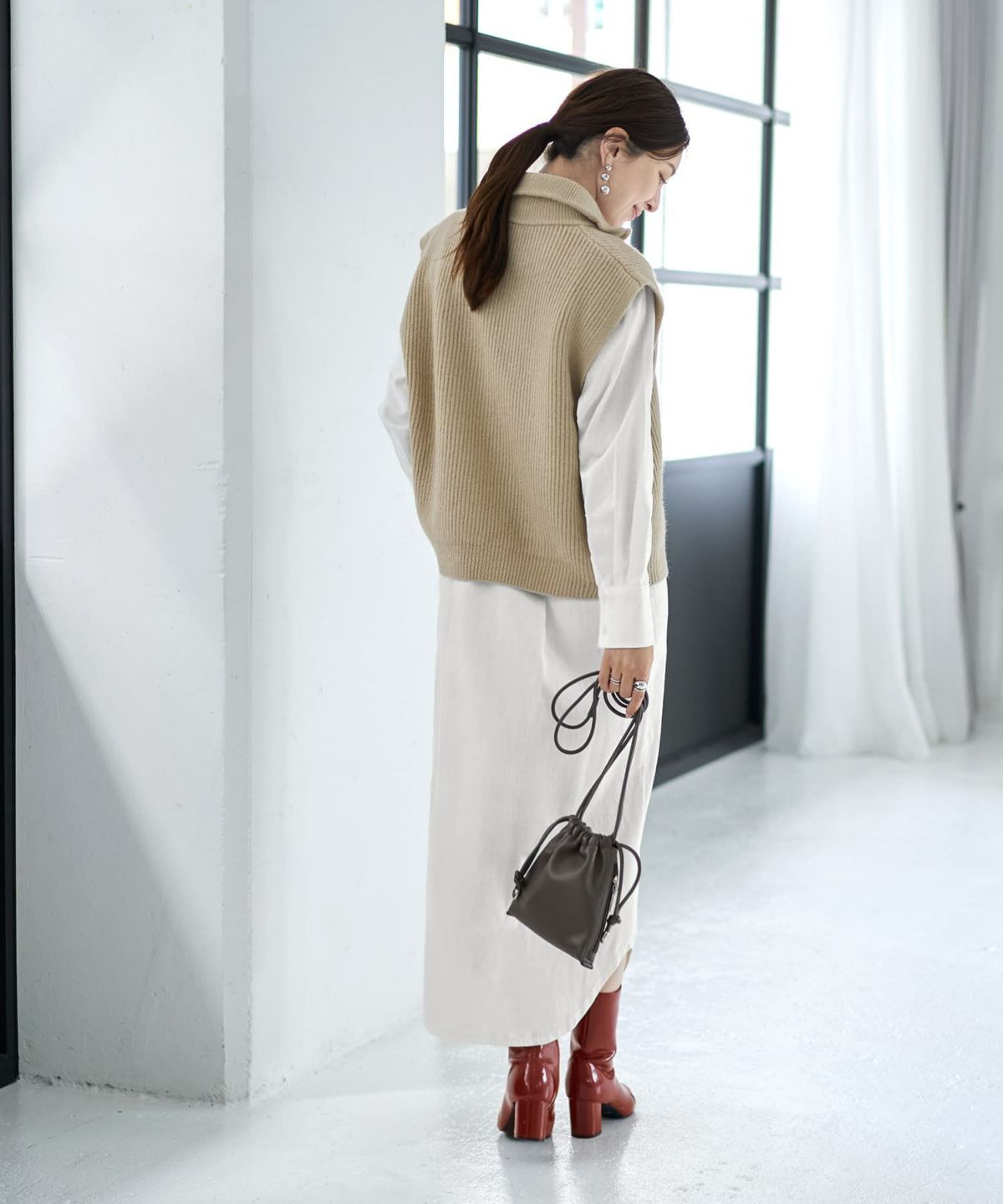 着用イメージ 166cm ライトベージュ