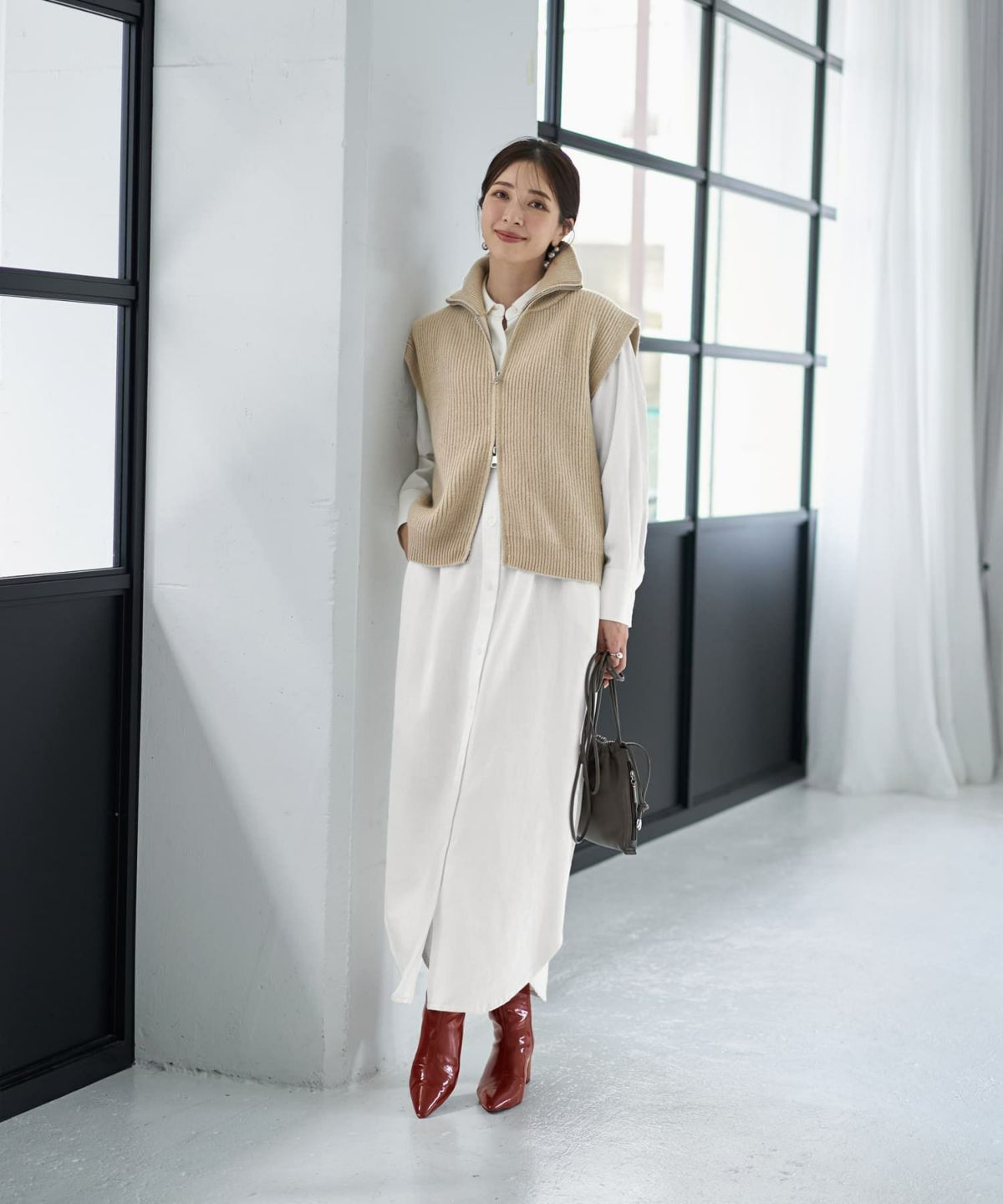 着用イメージ 166cm ライトベージュ