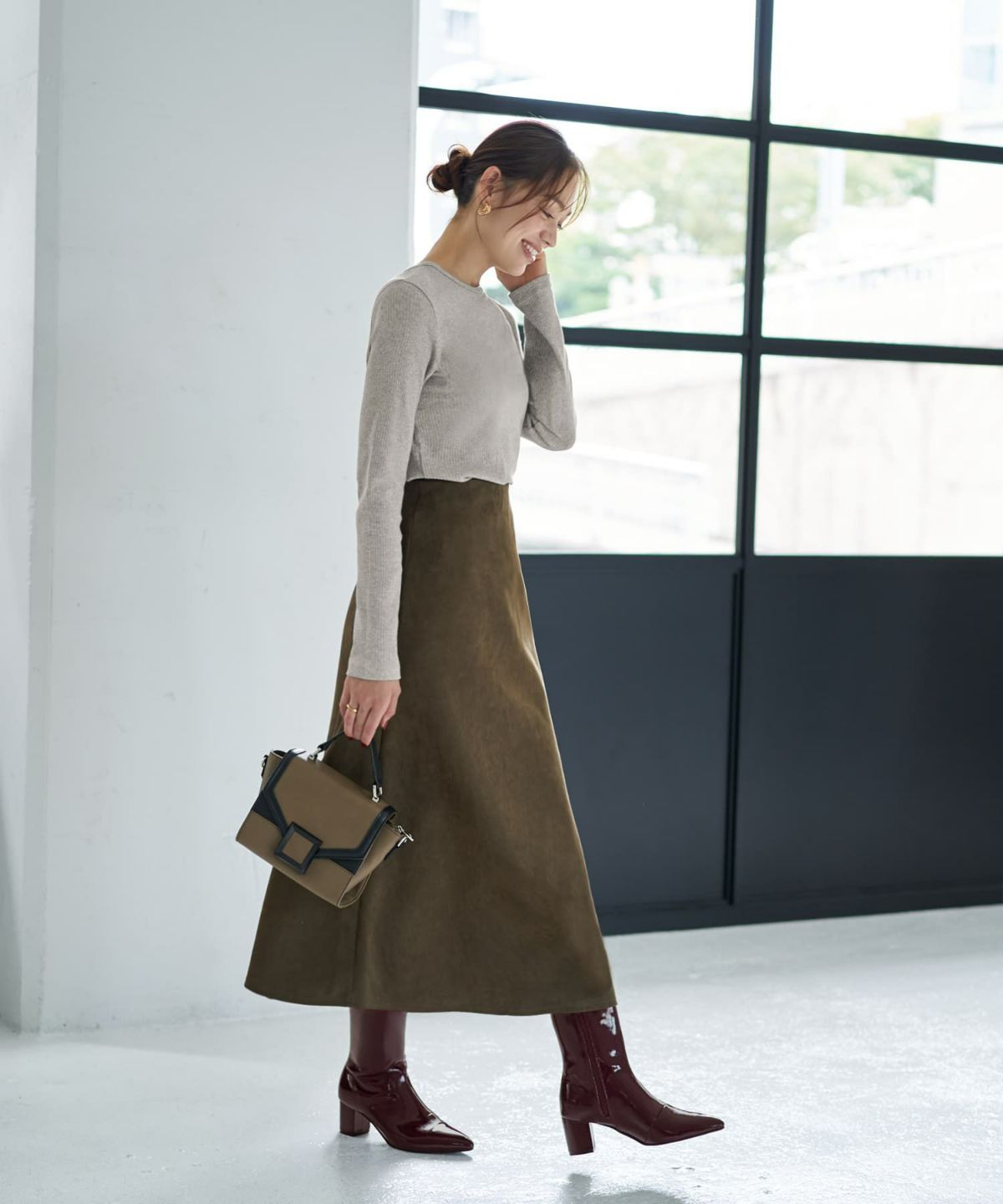 着用イメージ 167cm ライトグレー