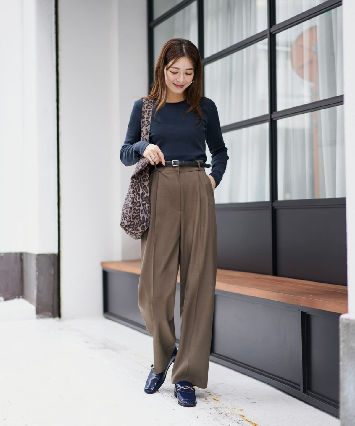 着用イメージ 166cm ネイビー