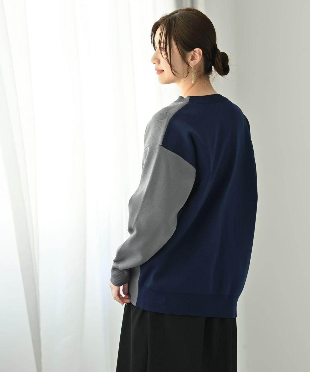 着用イメージ 172cm ネイビー×グレー