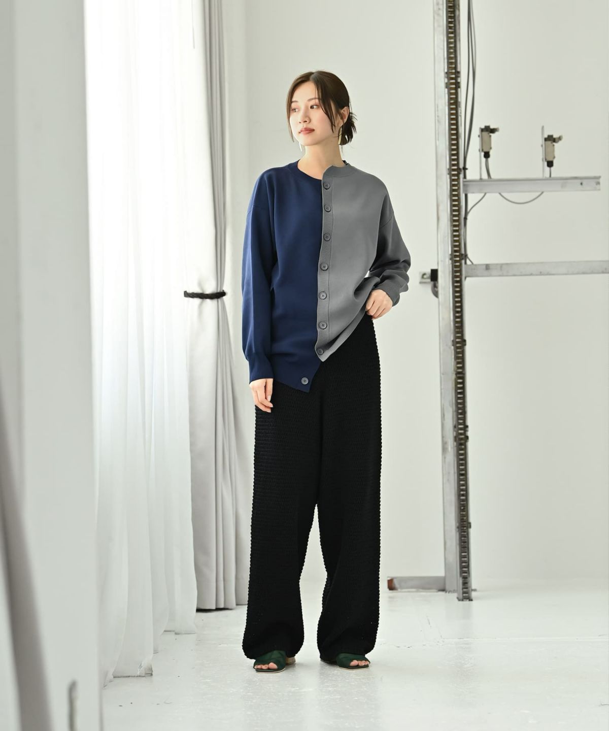 着用イメージ 172cm ネイビー×グレー